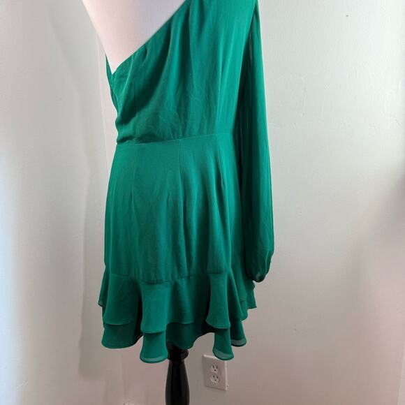 Michael Costello x Revolve Sunny Emerald One Shoulder Cut Out Mini Dress Large - Picture 11 of 13